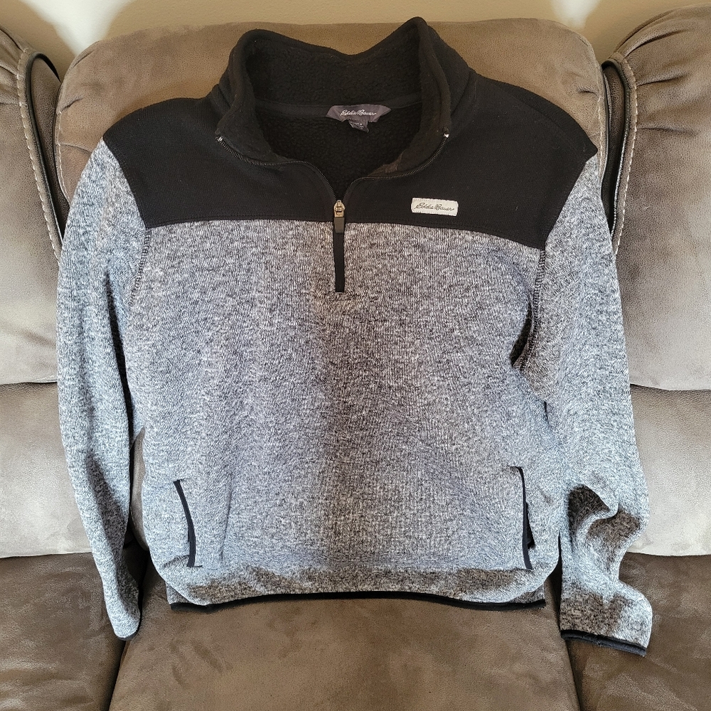 Eddie Bauer Gray and Black Zip Up Sweater